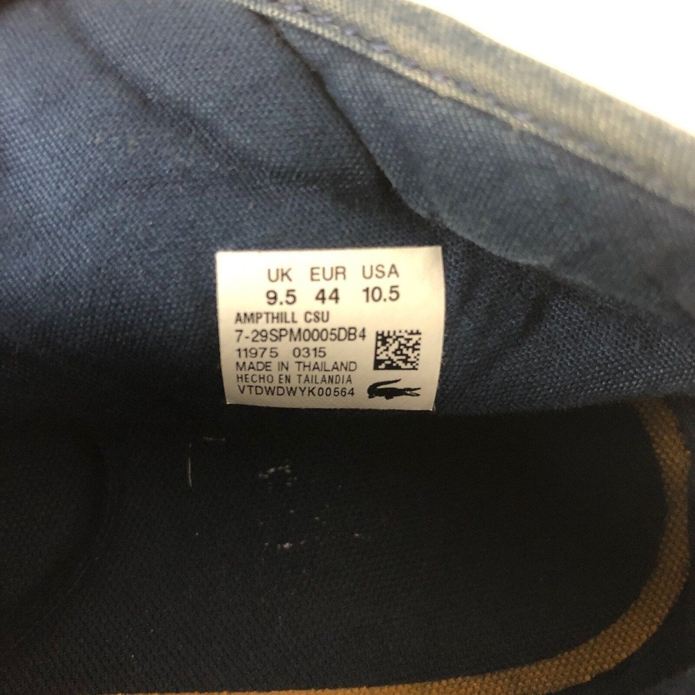 Lacoste‎ Mens Sneakers Ampthill Hightop Shoes Blue Size 10.5 - Picture 5 of 10